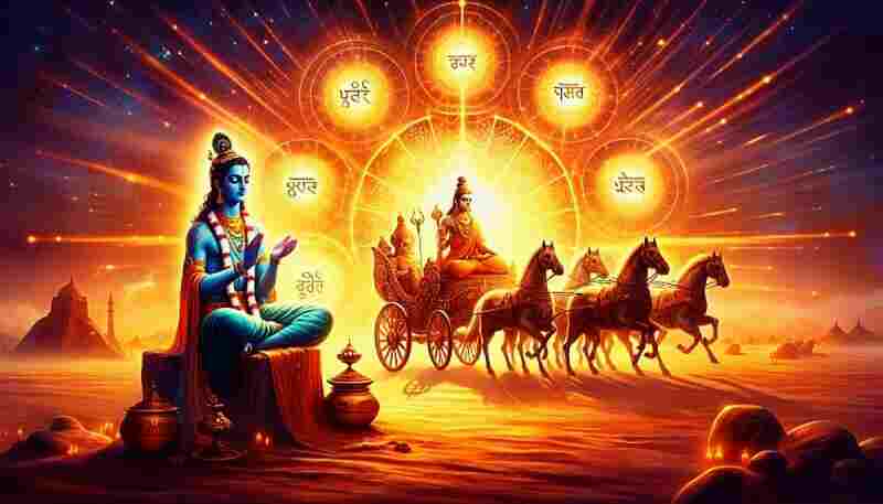 Spiritual artwork of Lord Krishna and Arjuna on the battlefield, symbolizing Gita Dhyana as the gateway to eternal wisdom and insights.